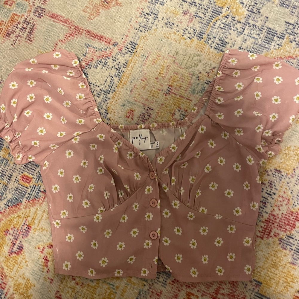 Princess Polly Button Floral Crop Top size small